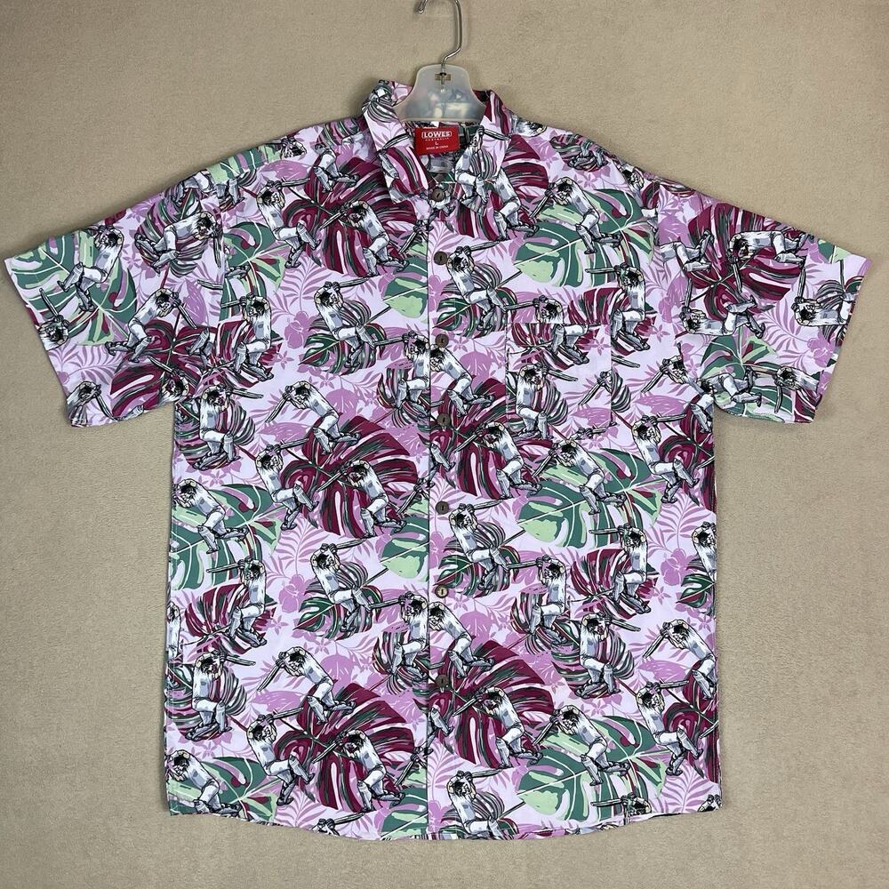 Lowes Australia Shirt Mens L Multicolor Cricket Player‎ Tropical Floral Hawaiian